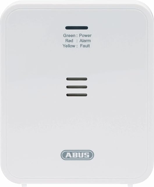 Rilevatore di monossido di carbonio ABUS COWM370 tondo e bianco, con un solo LED di stato e un pulsante di prova