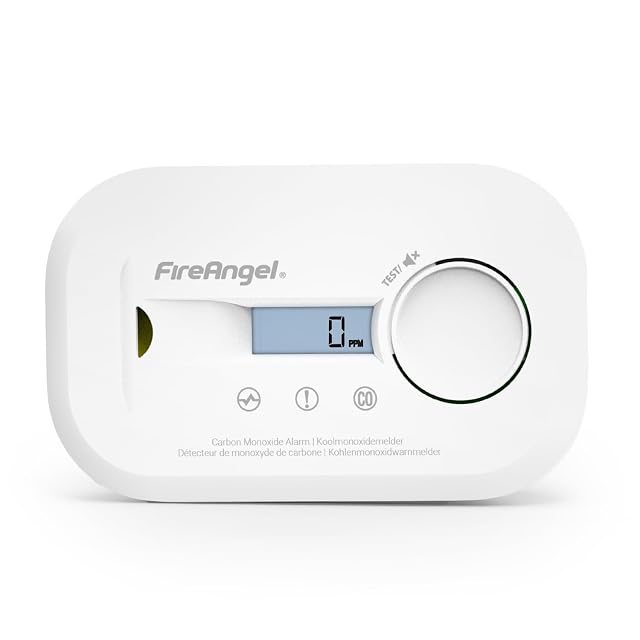 Rilevatore portatile di monossido di carbonio FireAngel FA6812 bianco, con display LCD e staffa di montaggio