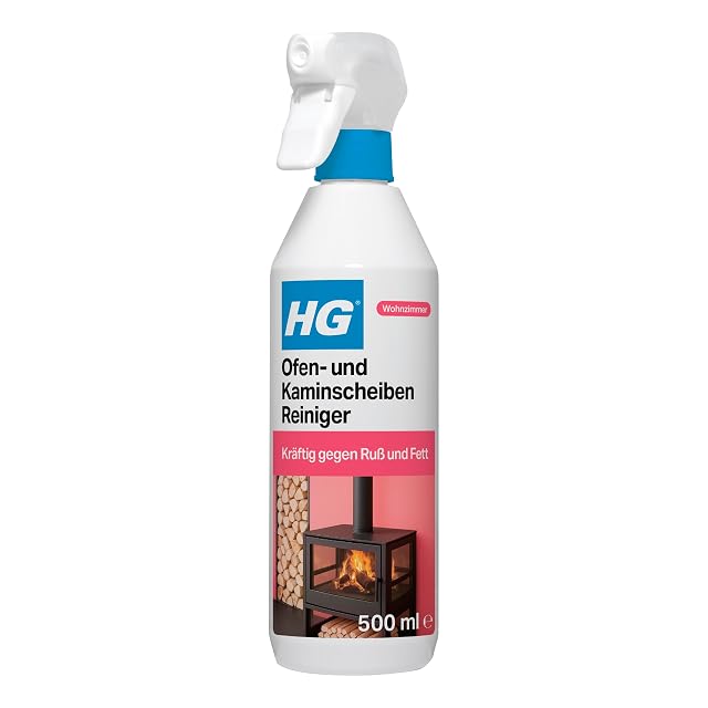 Flacone spray HG bianco e arancione di pulitore per vetro di stufa e di caminetto, da cinquecento millilitri